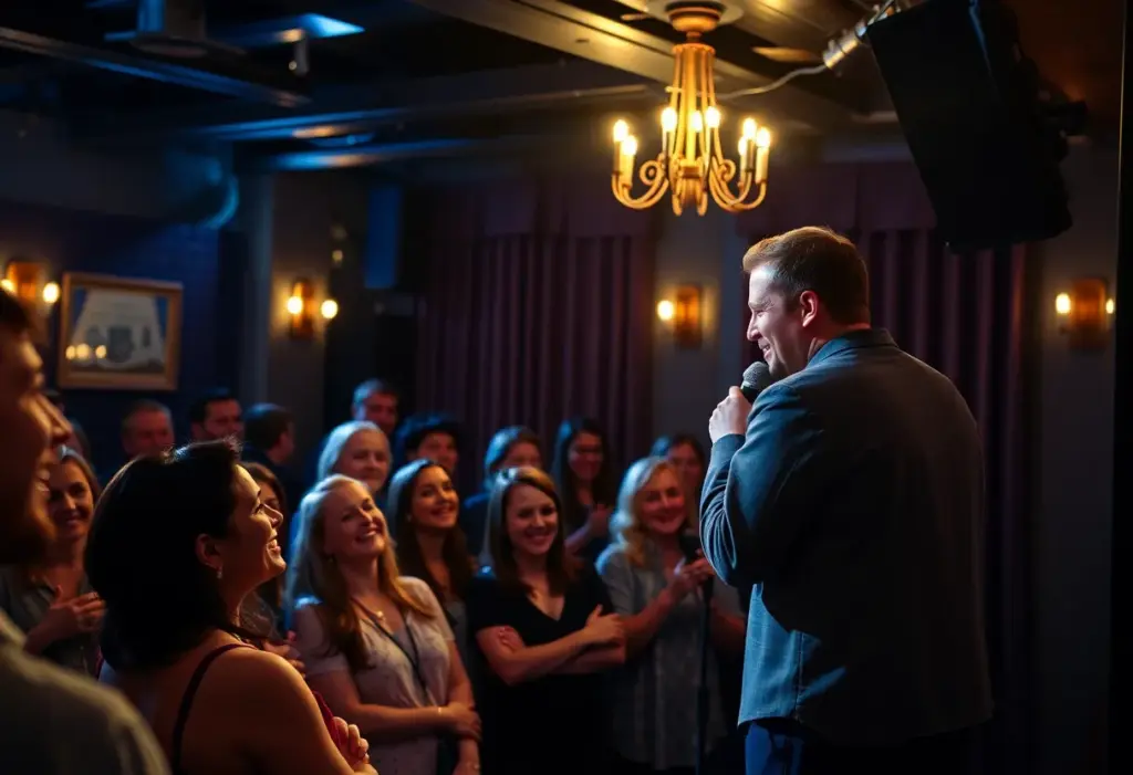 Audience enjoying a comedy show by Adam Ray at The Waiting Room Lounge