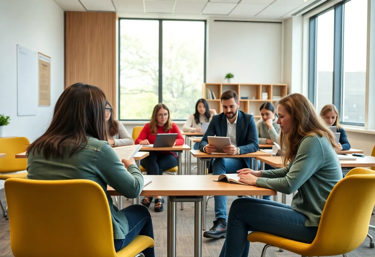 Classroom setting for adult high school program in Nebraska