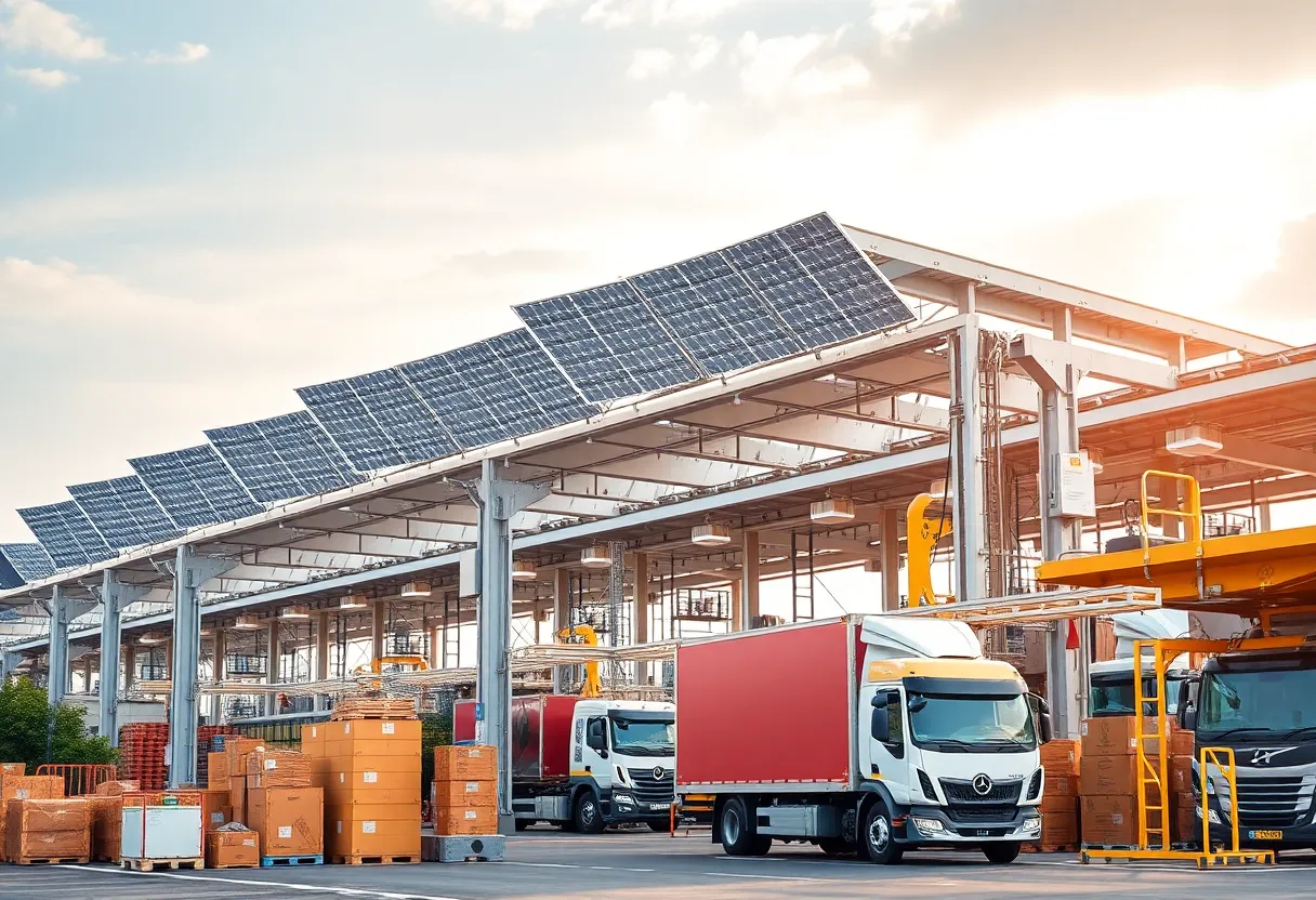 Amazon's new delivery station in Omaha with solar panels