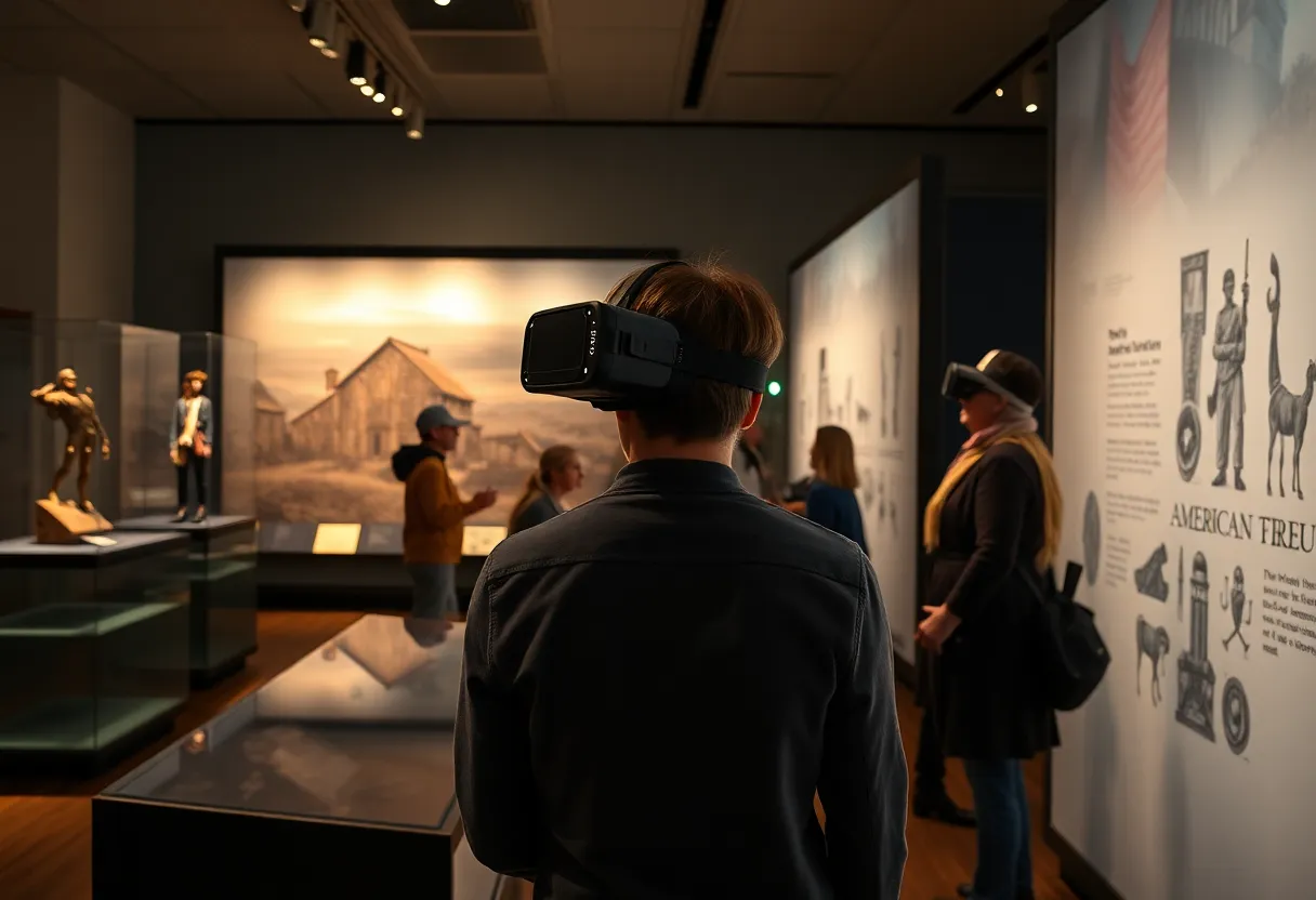 An exhibit featuring artifacts and VR experiences of the American Revolution