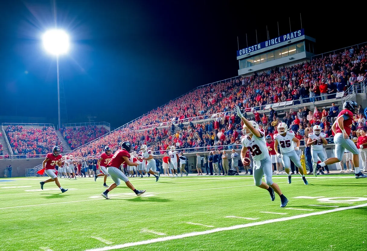 Bennington High School football players in action during a game against Omaha Skutt.