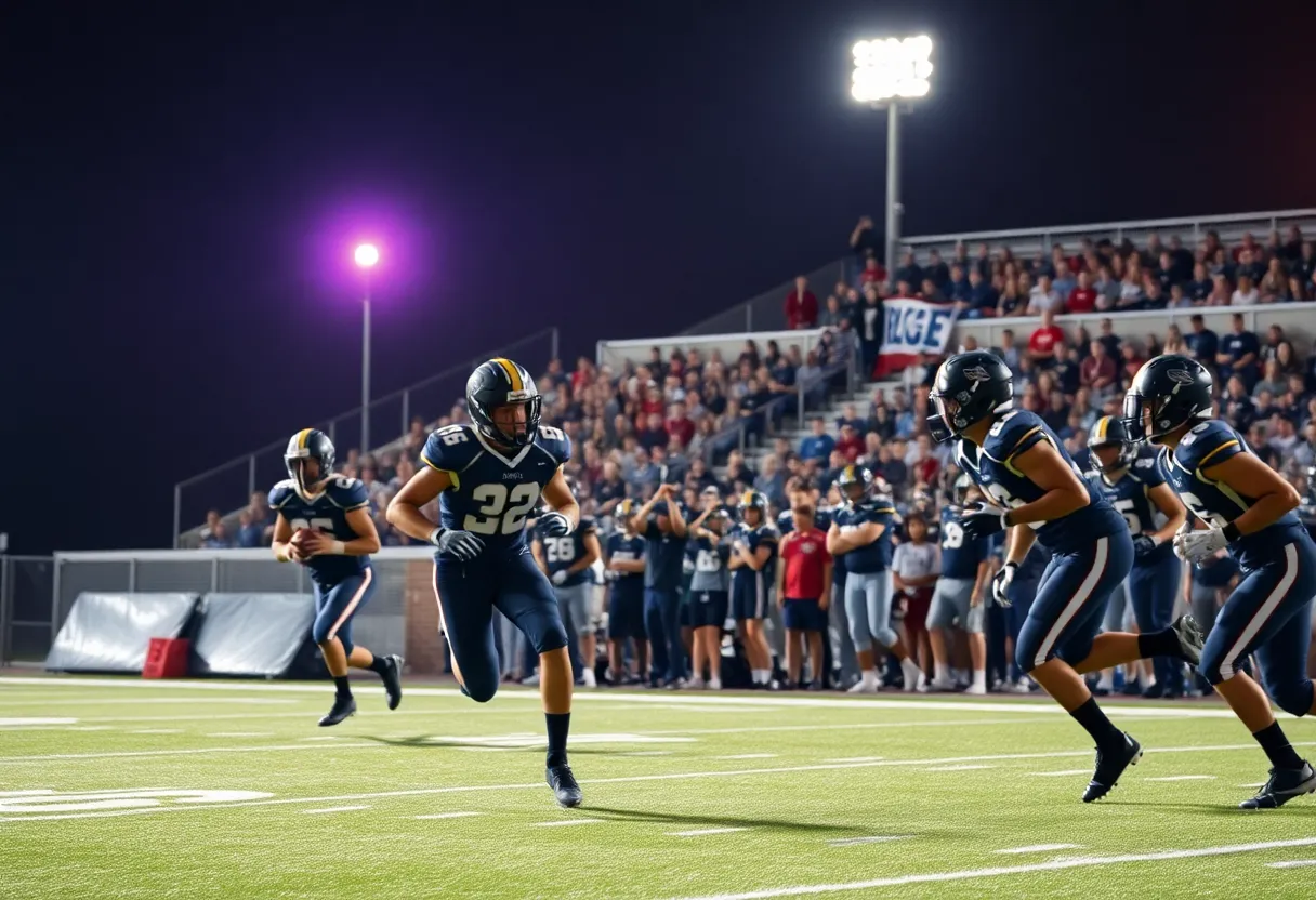 Bennington High School football players celebrating in a game