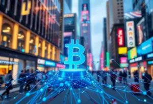 Abstract illustration of blockchain technology and digital payments