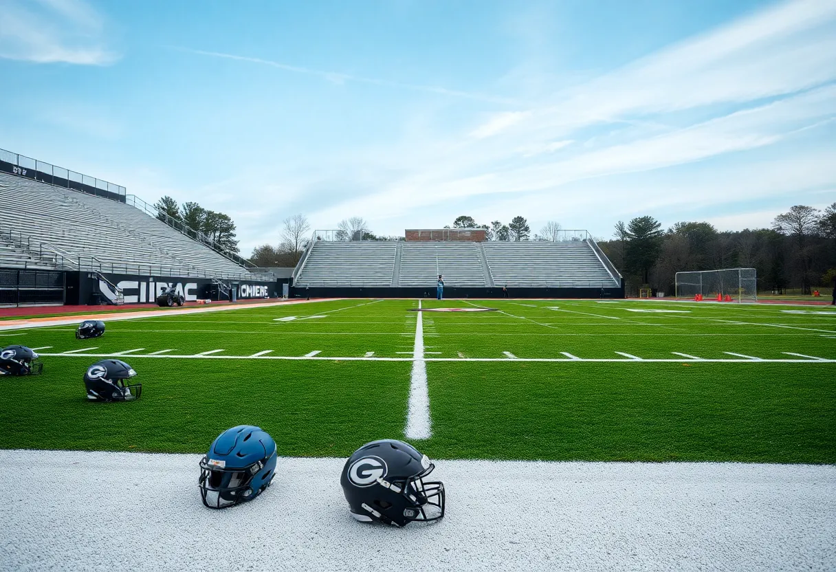 Empty football field at Buena Vista High School