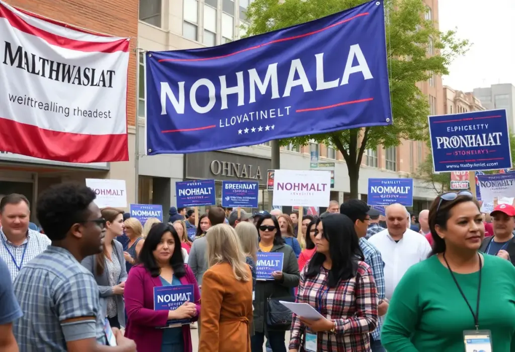Voters engaging in campaign activities in Omaha