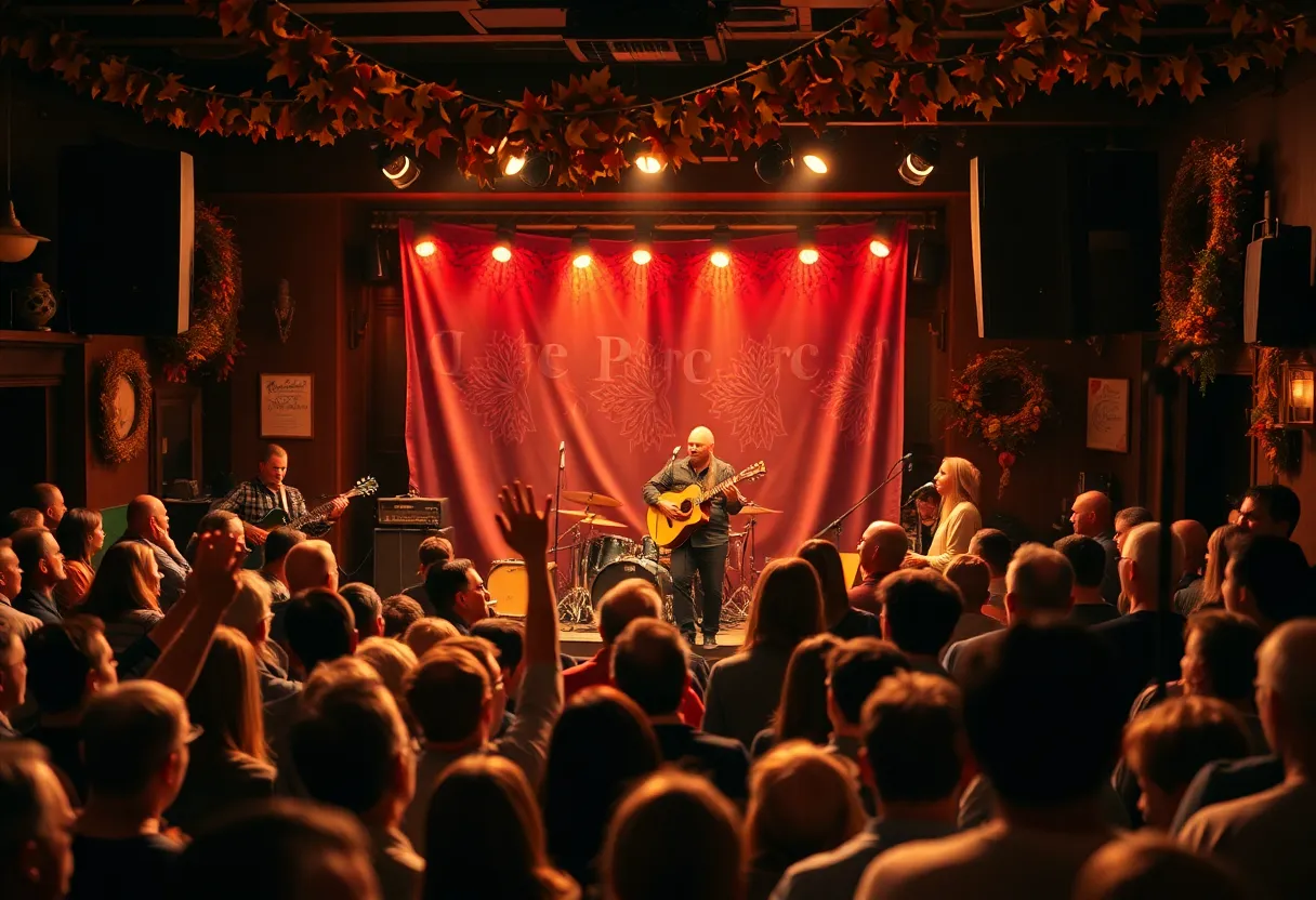 Audience enjoying a live performance by Carbon Leaf at The Waiting Room Lounge in Omaha.