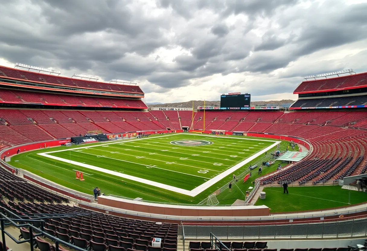 Empty football stadium at Colorado State University