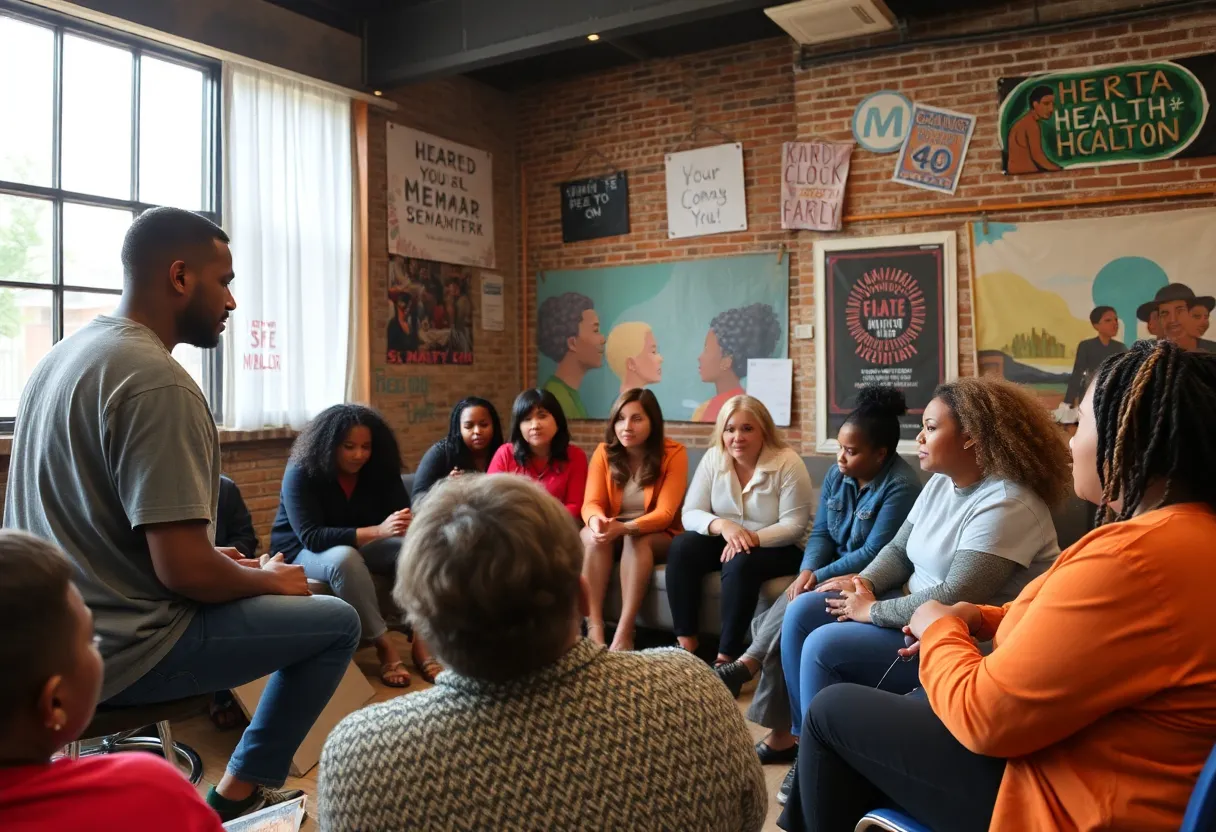 Residents in North Omaha participating in a mental health support gathering.