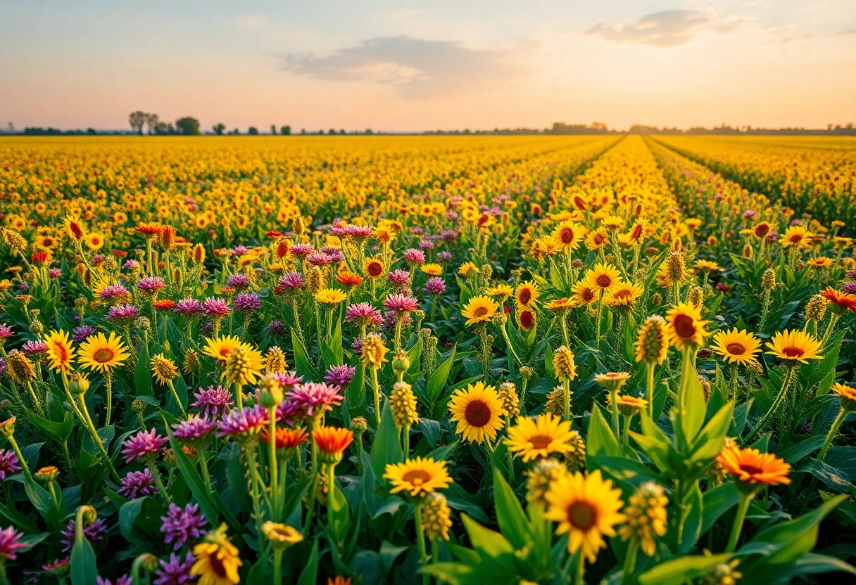 Sustainability-focused farming field