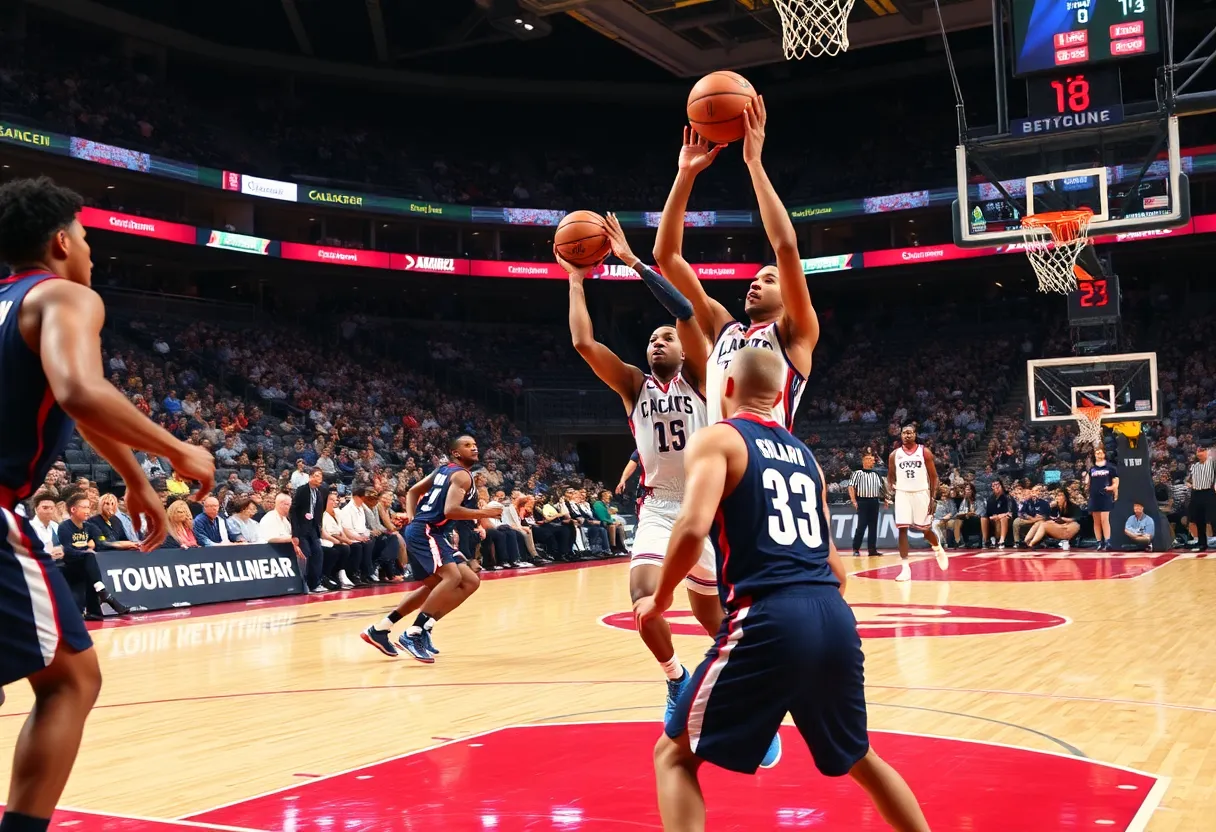 Creighton University basketball team in action during the exhibition game against Iowa State.