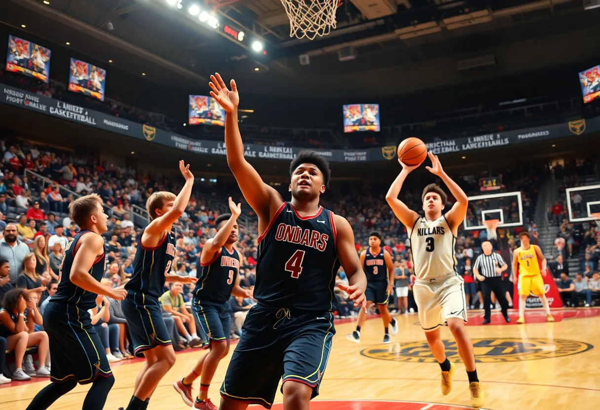 Creighton University basketball team in action during their opening game.