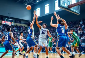 Creighton Bluejays competing against Colorado State Rams during exhibition match