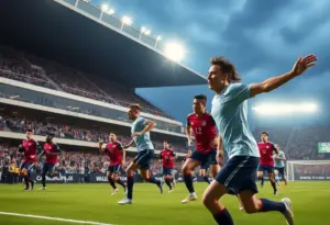 Action shot from Creighton men's soccer game against Georgetown