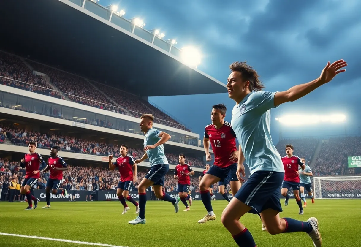 Action shot from Creighton men's soccer game against Georgetown