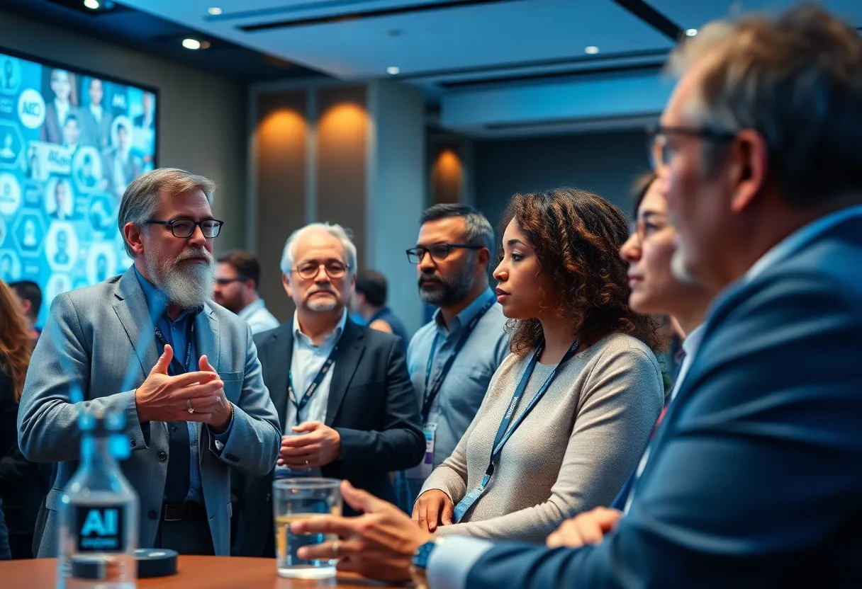 Participants at the AI ethics symposium at Creighton University engaging in discussions.
