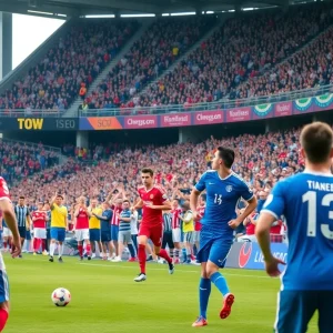 Creighton soccer players in action during the match against UNO