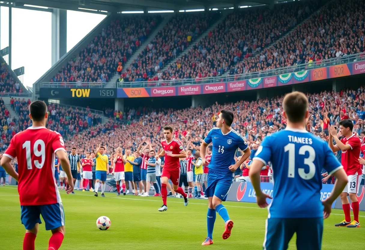Creighton soccer players in action during the match against UNO