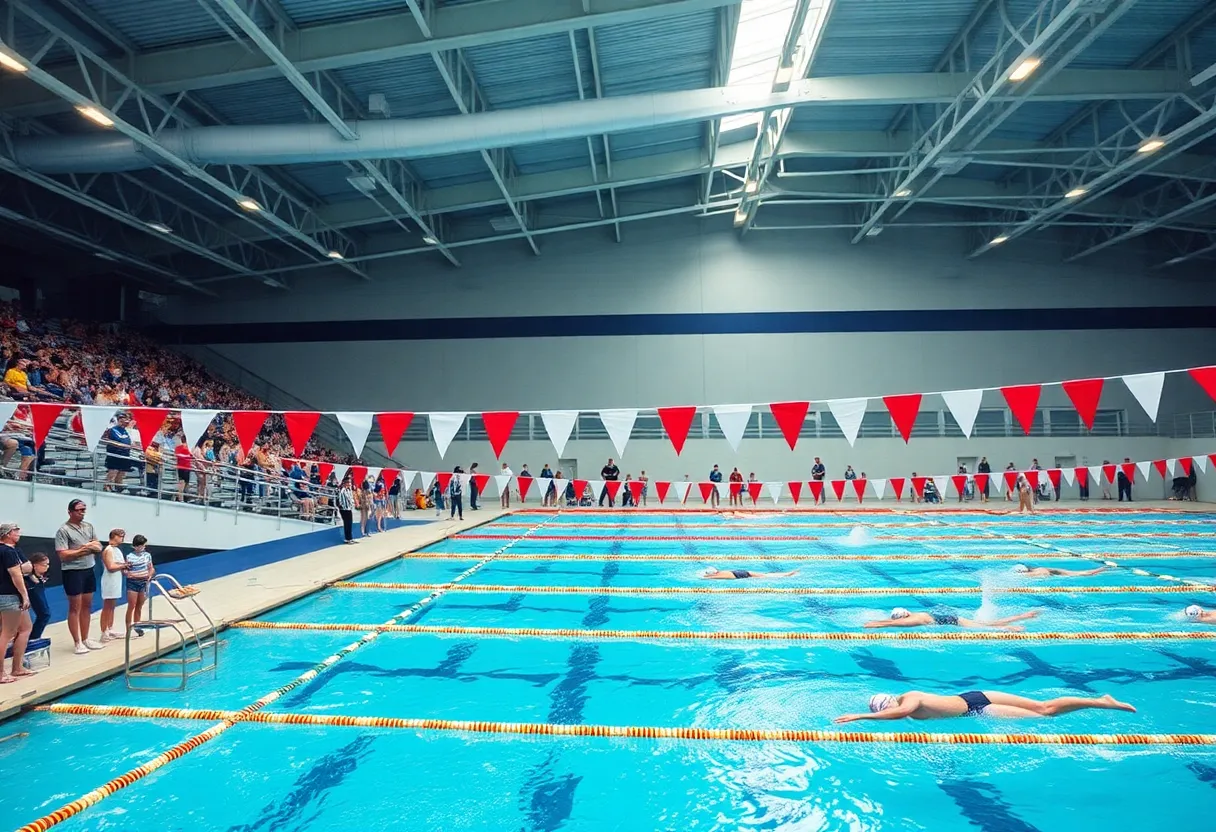 Diving competition at the University of Nebraska at Omaha swim center