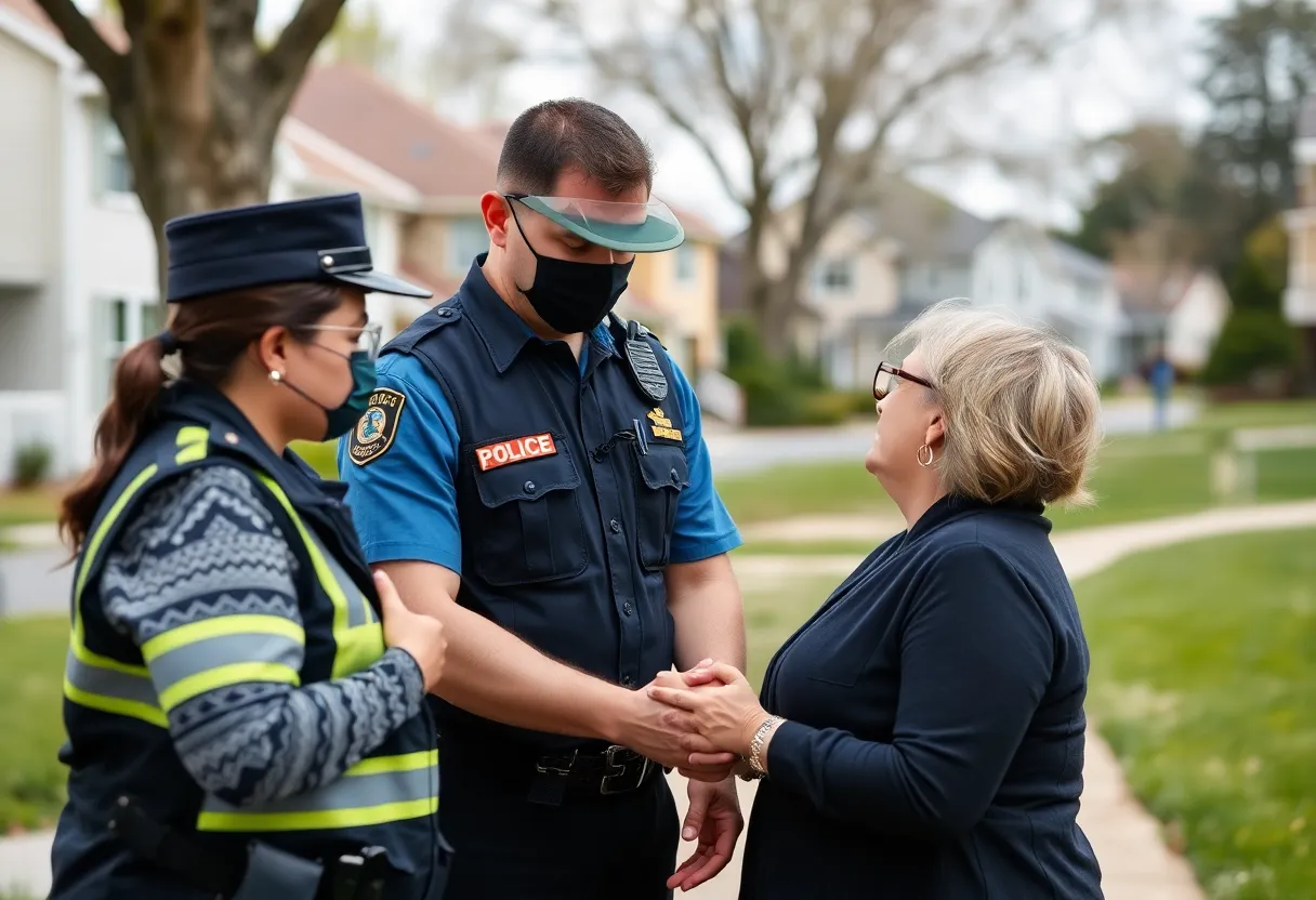 Police support in a neighborhood during a domestic violence incident