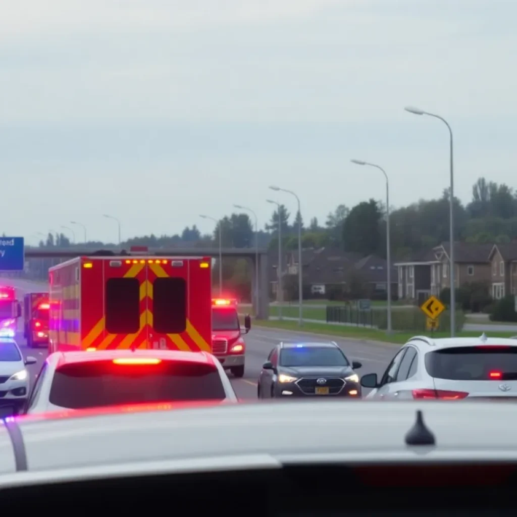 Emergency vehicles responding to a DUI crash scene on Highway 36 near Omaha.