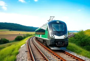 Eco-friendly locomotive prototype on railway tracks