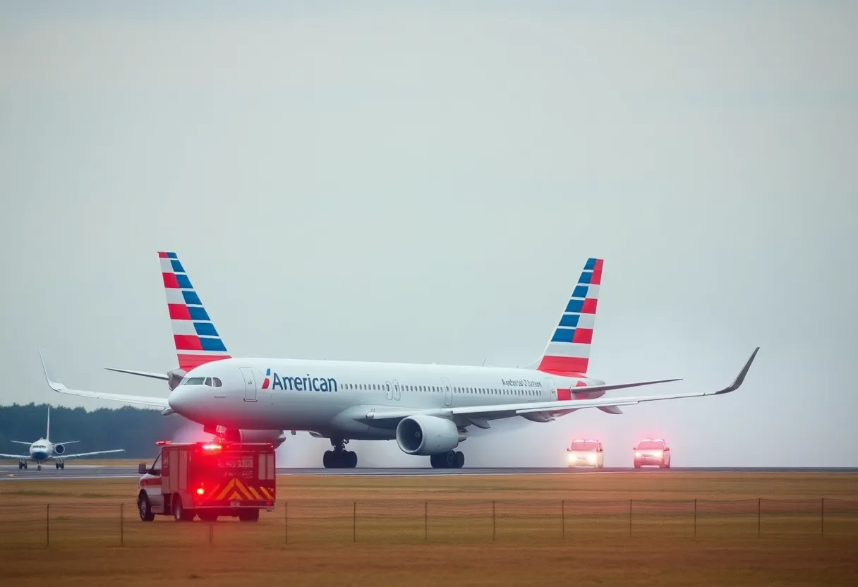 Emergency landing of an American Airlines jet at Omaha Airport with smoke.