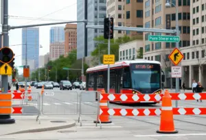 Streetcar utility work at Farnam Street intersection in Omaha