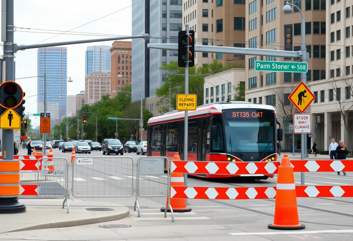 Streetcar utility work at Farnam Street intersection in Omaha