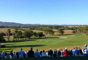Players participating in the girls state golf tournament at Mahoney State Park