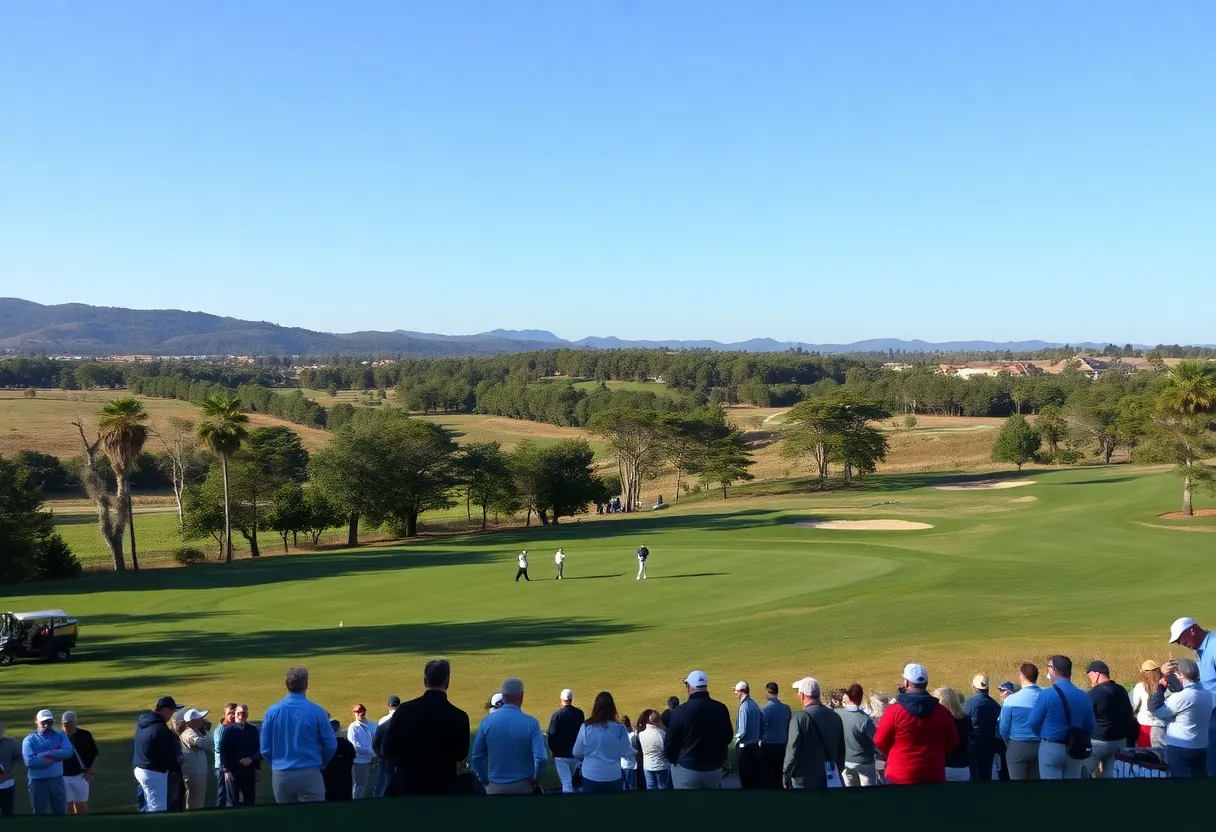 Players participating in the girls state golf tournament at Mahoney State Park