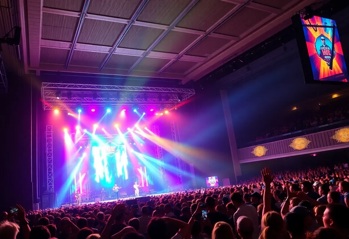Crowd enjoying a lively HARDY concert at CHI Health Center