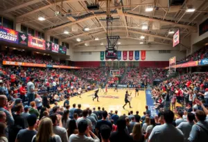 Fans and players at the Heartland Hoops Classic basketball tournament