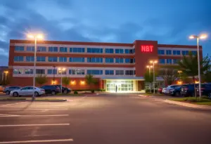 Hospital parking lot with improved security measures