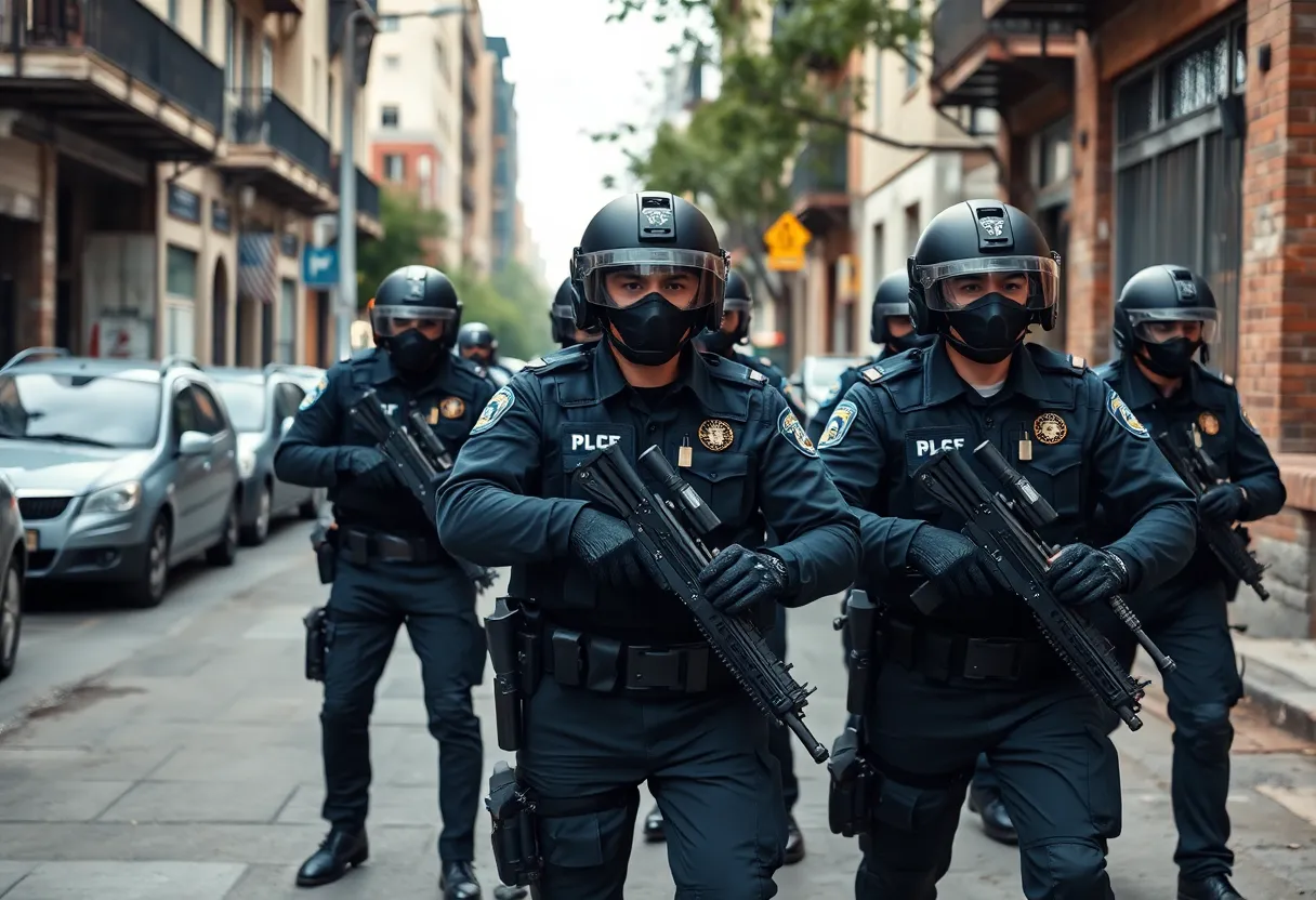 Law enforcement officers involved in a human trafficking investigation in Omaha, Nebraska.