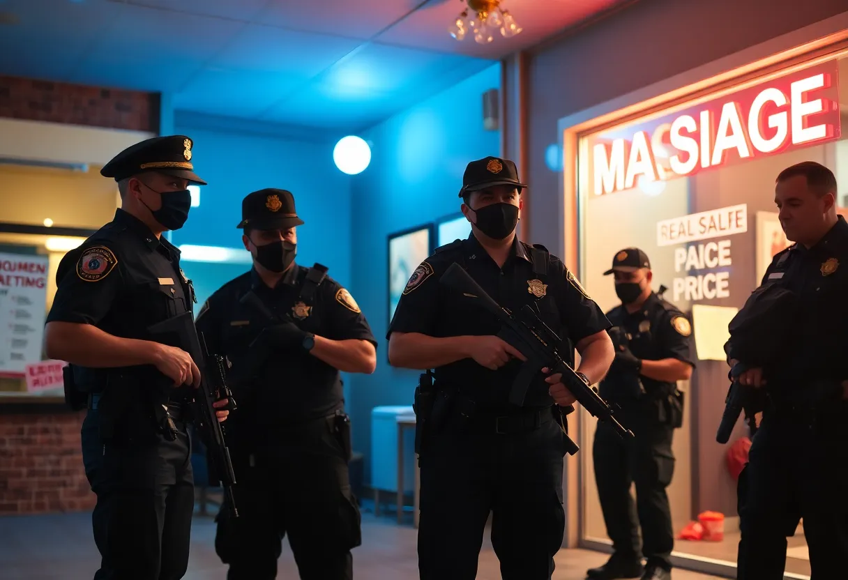 Law enforcement conducting a raid in Omaha involved in human trafficking investigation