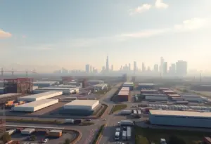 Futuristic industrial landscape in Huntsville, Alabama