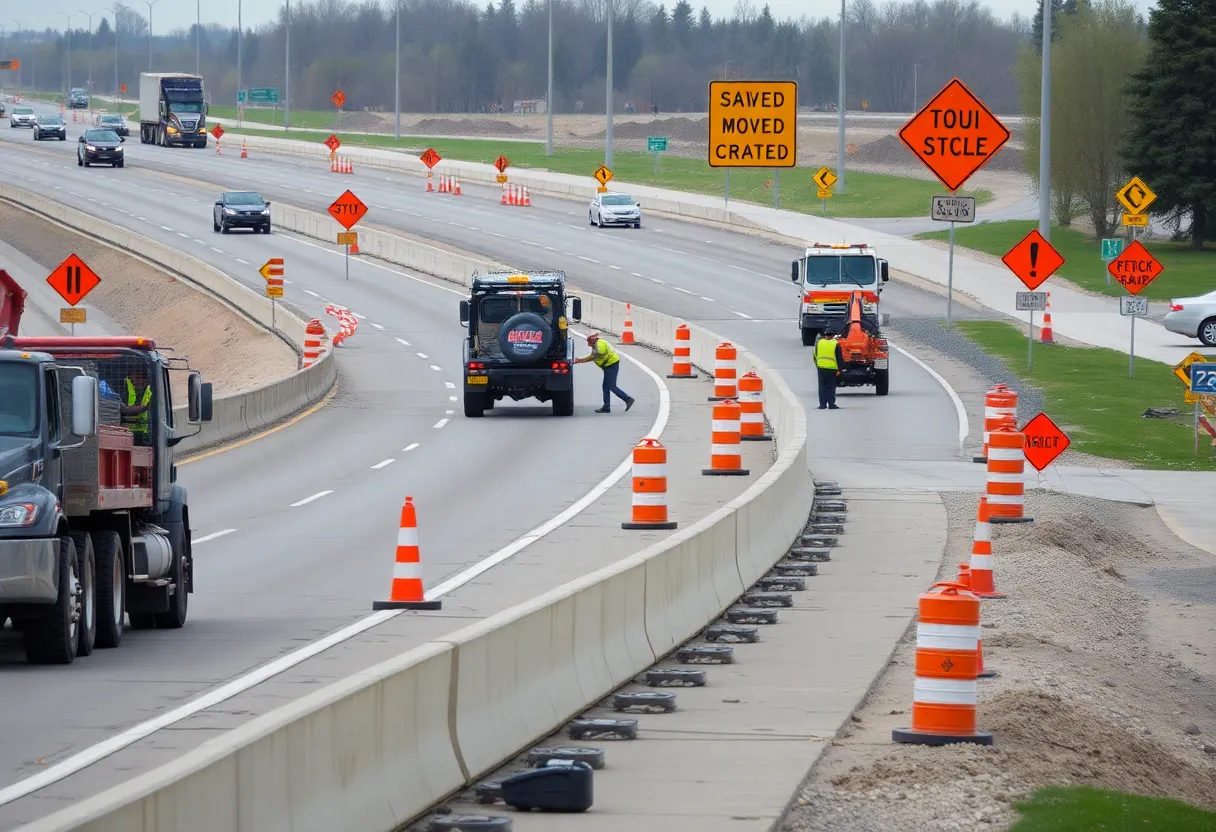 Construction site for I-80 road expansion in Omaha, NE