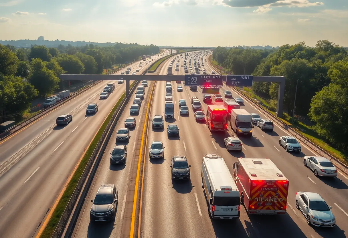 Traffic jam on I-80 near Gretna due to a multi-vehicle crash