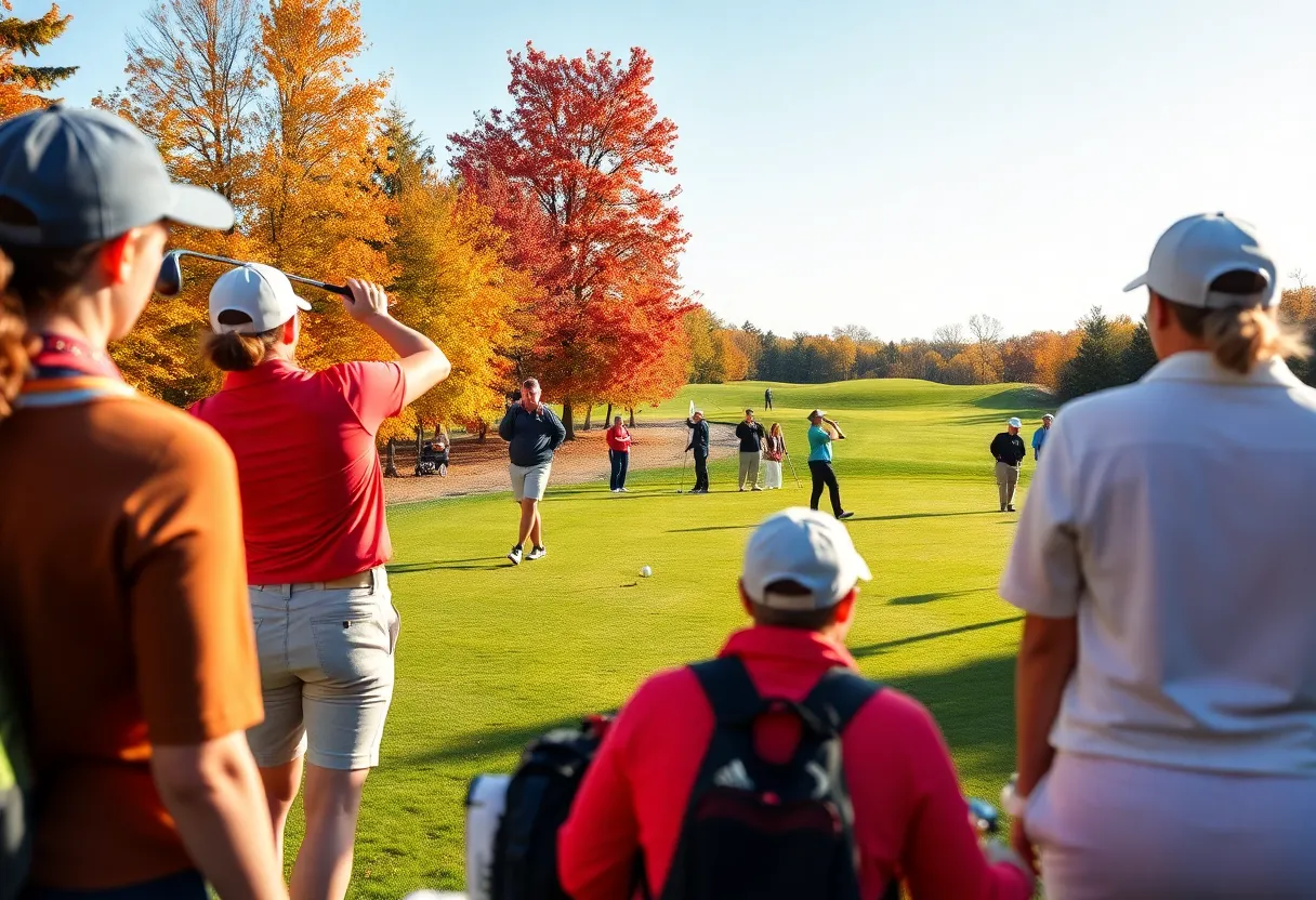 Female golfers from Kansas Women's Golf team participating in the Big O Classic.