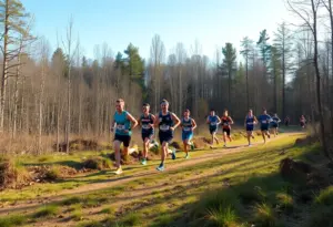 Runners participating in a cross country race near Platte River State Park