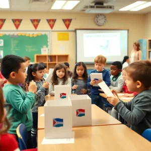 Fifth graders participating in the Kid Governor election at Millard Public Schools.