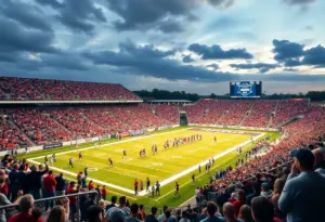 Millard South football team during playoff game