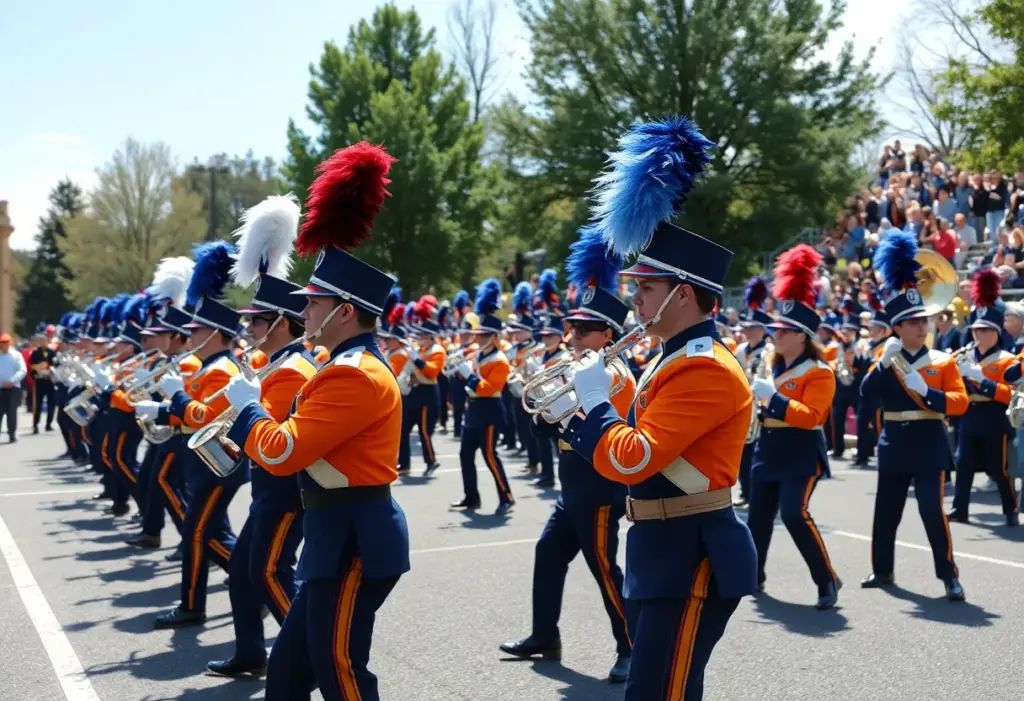Millard West High School marching band performing at Nebraska State Bandmasters competition