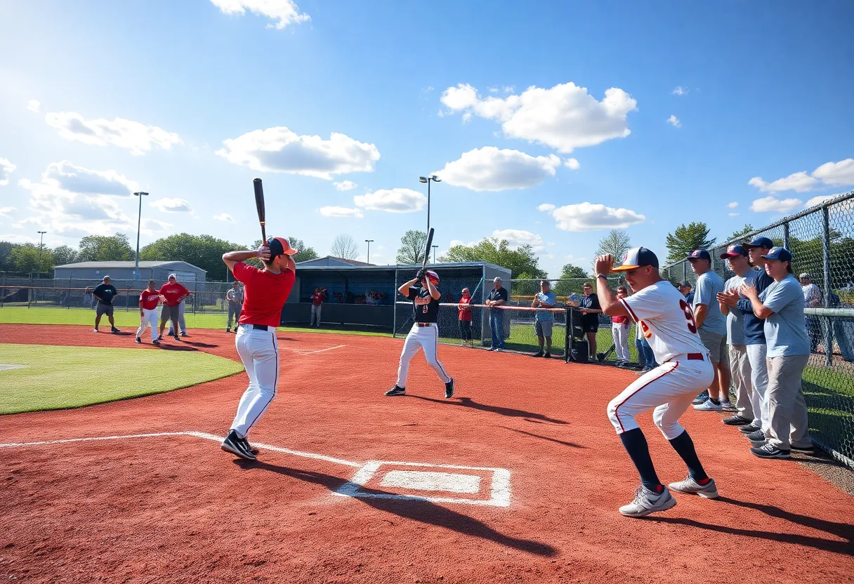 High school baseball players practicing at NE Fall Review Omaha
