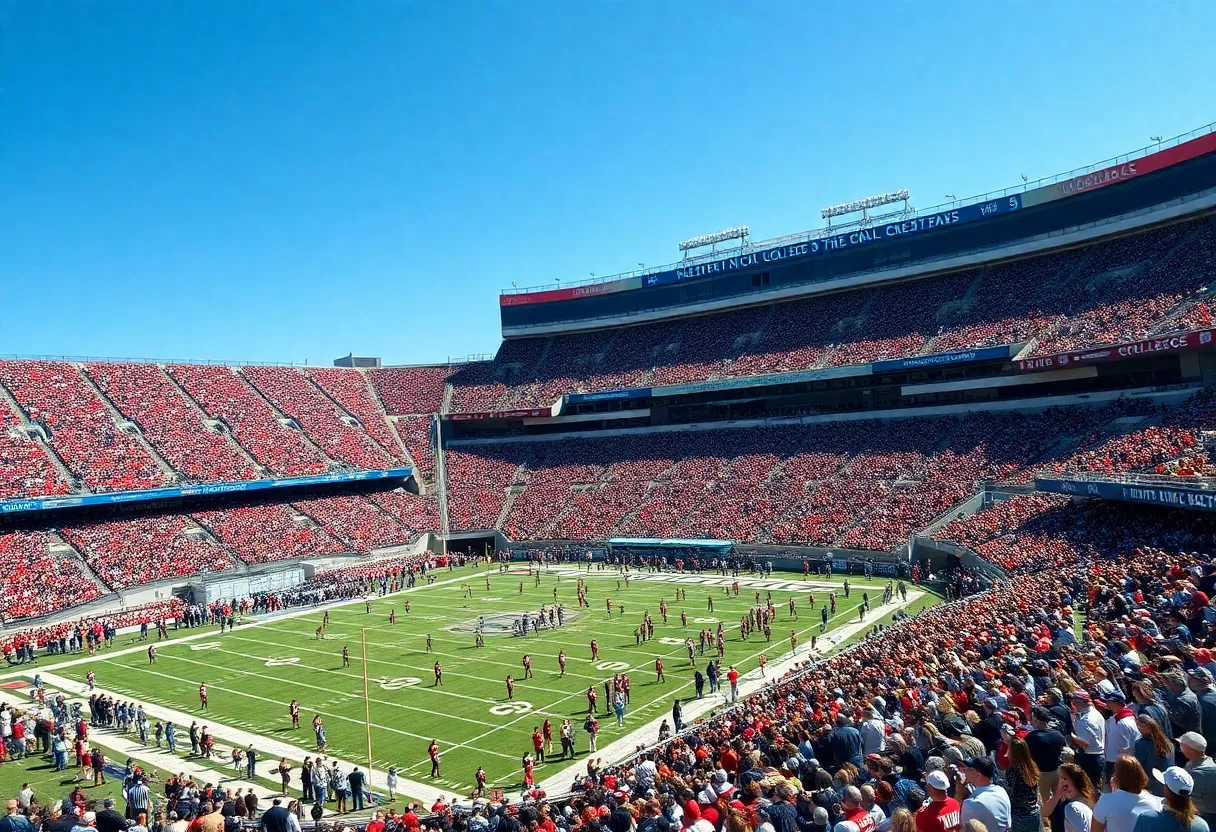 Fans cheering at Nebraska Cornhuskers football game