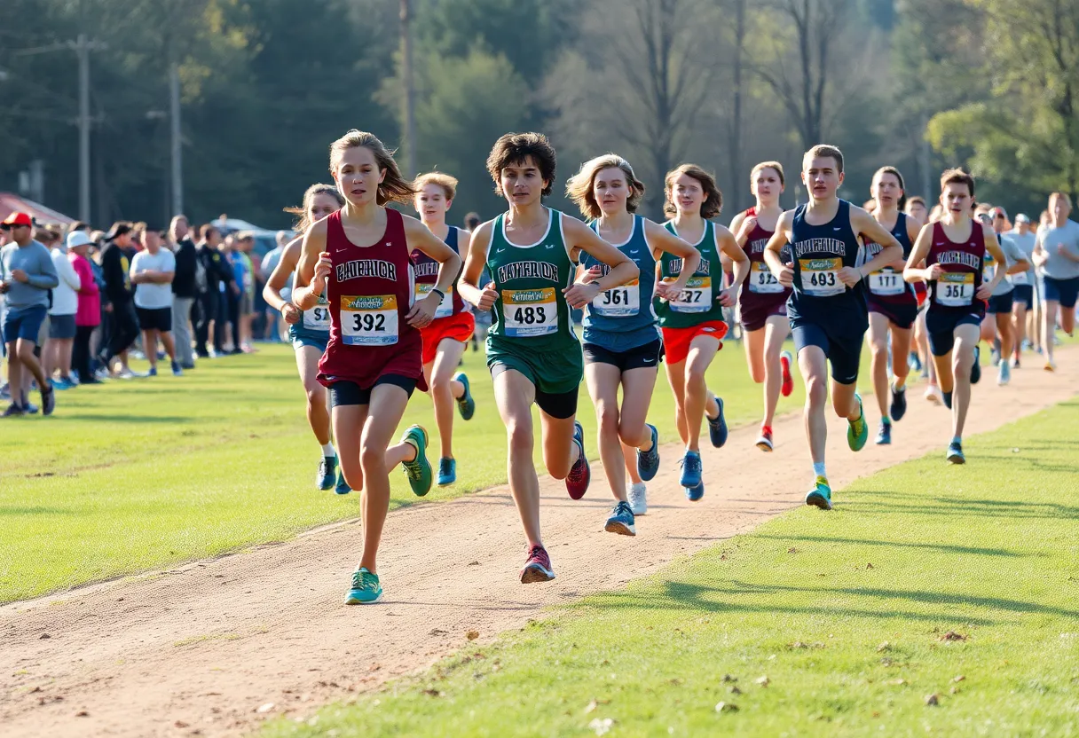 High school runners competing in Nebraska cross country district championships