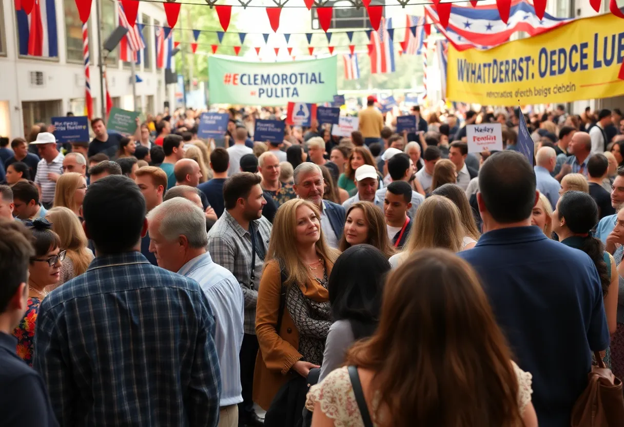 Attendees at the Nebraska Democratic Party gala engaging in discussions.