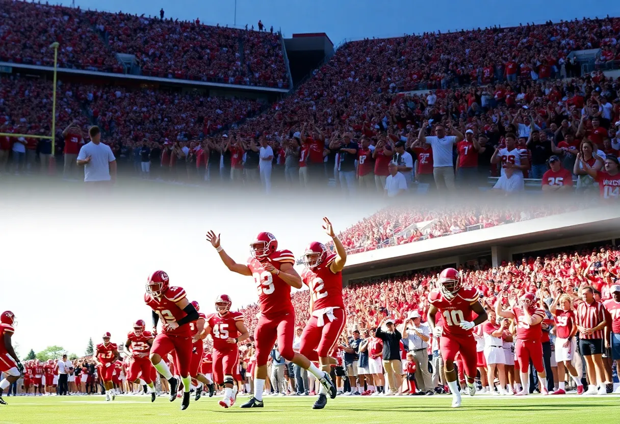 Nebraska Cornhuskers fans celebrating a football victory