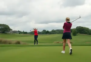 Girls competing in golf tournament at Highlands Golf Course