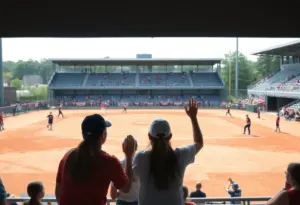 Action from the Nebraska High School Softball Championships at Pinnacle Bank Arena.